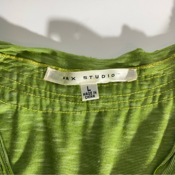 Max Studio Green Boho Chic Summer Sleeveless Ribbed Design @ Neck Waist Dress LG - Picture 2 of 16